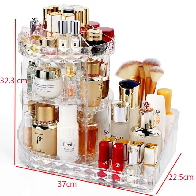 360 Degree Rotation Transparent Acrylic Cosmetics Storage Box