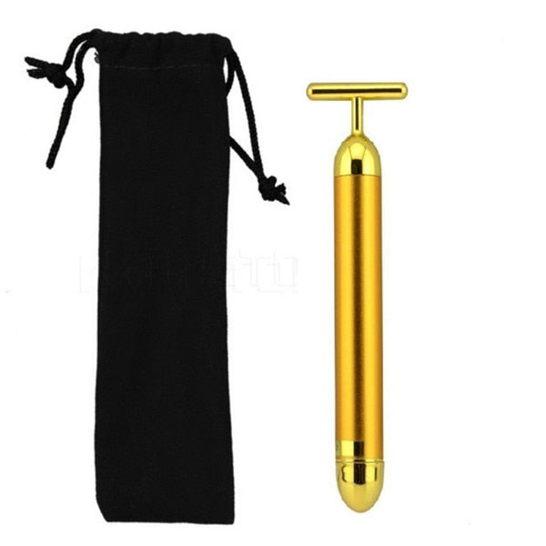 24k Gold Colour Vibration Facial Beauty Roller Massager