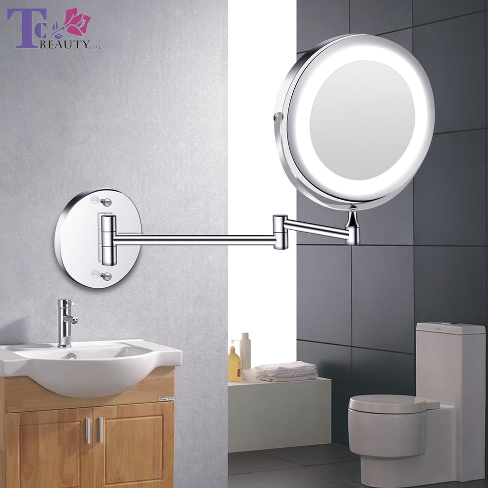 Led Makeup Mirror With Light Folding Wall Vanity Mirror