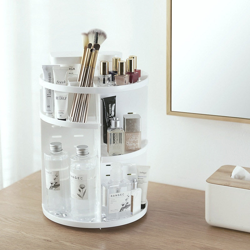 360-degree Rotating Makeup Organizer Box Brush Holder