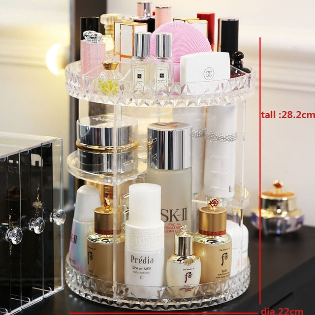 360 Degree Rotation Transparent Acrylic Cosmetics Storage Box